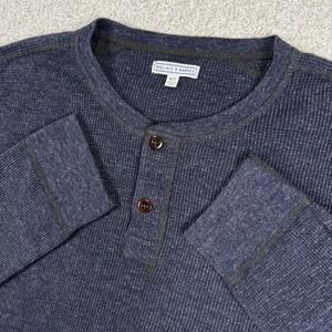 Wallace & Barnes Waffle‎ Henley Mens XLT Long Sleeve Knit Cotton J. Crew Blue